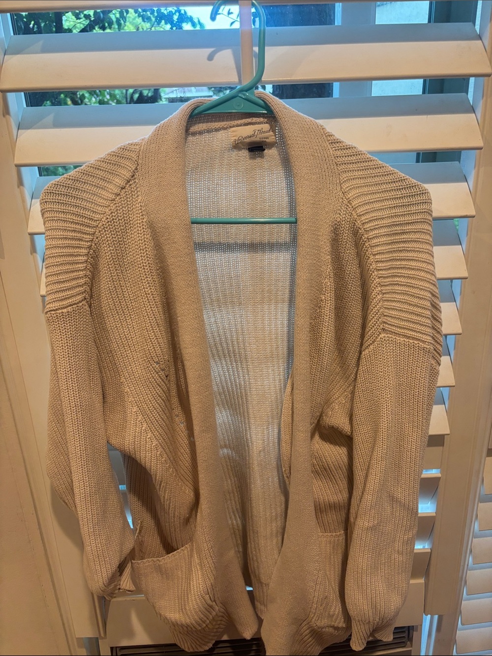 Universal Thread Cream Open-Front Ribbed Cardigan